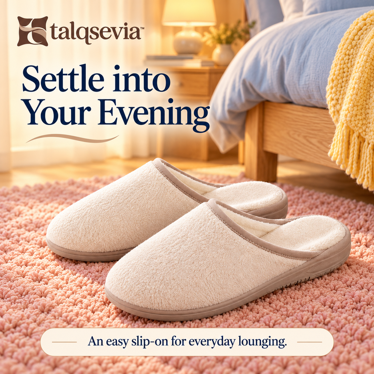 talqsevia™ Cloud Step Women's House Slippers — Closed-Toe Memory Foam Slip-On Slippers with Textured Sole