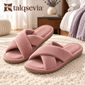 talqsevia™ Twist Lounge Women's House Slippers — Open-Toe Crossband Slippers with Cushioned Footbed